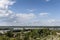 Beautiful landscape of the park in the city of Belgrade in Serbia. Wide panoramic of the Danube river in Serbia dividing the city