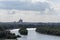 Beautiful landscape of the park in the city of Belgrade in Serbia. Wide panoramic of the Danube river in Serbia dividing the city