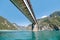 Beautiful Landscape of the Piva Lake and the bridge, Montenegro