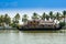 Beautiful landscape with reflection houseboat in kerala backwaters