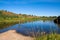 Beautiful landscape with river. Fishing in a rural location