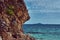 Beautiful landscape rocky stalactite reefs on the shore of Philippine Islands.