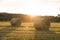 beautiful landscape with rolls hays sunset. High quality photo