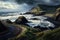 Beautiful landscape rugged Oregon Summer Coastline with winding road