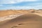 Beautiful landscape of sand dunes and camels on Sahara Desert, Africa