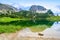 Beautiful landscape scenery of the Gaisalpsee and Rubihorn Mountain at Oberstdorf, Reflection in Mountain Lake, Allgau Alps,