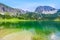 Beautiful landscape scenery of the Gaisalpsee and Rubihorn Mountain at Oberstdorf, Reflection in Mountain Lake, Allgau Alps,