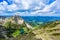 Beautiful landscape scenery of the Gaisalpsee and Rubihorn Mountain at Oberstdorf, View from Entschenkopf, Allgau Alps, Bavaria,