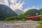 Beautiful landscape scenic of Taroko mountain with Red Shakadang bridge