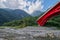 Beautiful landscape scenic of Taroko mountain with Red Shakadang bridge