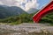 Beautiful landscape scenic of Taroko mountain with Red Shakadang bridge