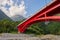 Beautiful landscape scenic of Taroko mountain with Red Shakadang bridge