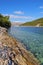 Beautiful landscape of sea Coast of Adriatic sea with Transparent Blue Water in Pucisca, Croatia. Island of Brac summertime