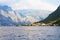 Beautiful landscape with sea and mountains view. Fjord in Adriatic Sea.