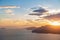 Beautiful landscape with sea and rocks, sunset on the Mediterranean sea.