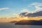 Beautiful landscape with sea and rocks, sunset on the Mediterranean sea.