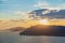 Beautiful landscape with sea and rocks, sunset on the Mediterranean sea.