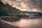 Beautiful landscape seen from Deception Pass in Washington State on a stormy evening