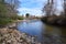 Beautiful landscape that shows the transition of seasons, from winter to spring, Kern River, Bakersfield, CA.