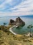 Beautiful landscape of Siberian Lake Baikal. Panoramic view of Shamanka rock on Olkhon.