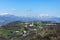 Beautiful landscape with snowy alps on the background