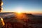 Beautiful landscape. Sunrise on the mountain Sri Pada Adam`s Peak. Sri Lanka.