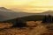 Beautiful landscape and sunset in the mountains. Hills in clouds. Jeseniky - Czech Republic - Europe