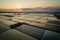 Beautiful landscape at sunset salt Farming. sea-salt production in the country,