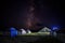 Beautiful landscape Tents and prayer flags under the stars