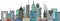Beautiful Landscape Town With Tall Buildings Cartoon Vector Illustration