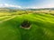 Beautiful landscape of Tuscany in Italy - Group of italian cypresses near San Quirico dÂ´Orcia - aerial view - Val dâ€™Orcia,