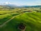 Beautiful landscape of Tuscany in Italy - Group of italian cypresses near San Quirico dÂ´Orcia - aerial view - Val dâ€™Orcia,