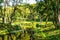 Beautiful Landscape of Uzutrakis Manor Gardens. Manor Park Reservoir
