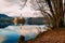 Beautiful landscape view Bled Lake and Church in Slovenia