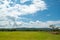 Beautiful landscape view of countryside wide meadow and mountain