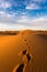 Beautiful landscape view of the Erg Chebbi dunes, Sahara Desert, Merzouga, Morocco in Africa