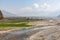 Beautiful landscape view of fields along a river swat, Pakistan