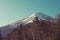 Beautiful landscape view of Fuji mountain or Mt.Fuji covered with white snow in winter seasonal at Fuji first station.