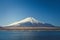 Beautiful landscape view of Fuji mountain or Mt.Fuji covered with white snow in winter seasonal at Yamanaka Lakeà¹ƒ