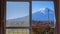 Beautiful landscape view Mt.Fuji from windows famous landmark at Japan