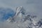 Beautiful landscape view of the snowy peak of Fish Tail mountain