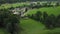 Beautiful landscape view of the valley of waterfalls, roofs of traditional swiss houses, mountain - Swiss Alps, green