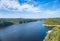 Beautiful landscape of the Vltava River and the forest near Zvikov Castle, Czech