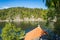 Beautiful landscape of the Vltava River and the forest near Zvikov Castle, Czech