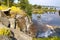 Beautiful landscape with a waterfall on a summer day, Stavanger, Rogaland county, Norway