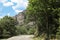 Beautiful landscape of the way to the Meteora Eastern Orthodox monasteries complex in Kalabaka, Trikala, Thessaly, Greece