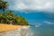 Beautiful landscapes view of MaeNam beach with coconut palms under sky. Happy vacation, relaxation, idyllic landscape