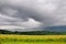 Beautiful lansdcape with blue cloudy sky in Caucasus mountains