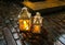 Beautiful lantern lights outdoors. Christmas decorations ideas