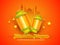 Beautiful Lantern on shiny orange background.